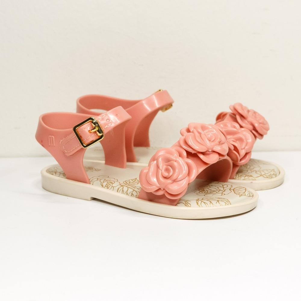 MINI MELISSA Pink‎ Rose Flower Jelly Sandals Girls Toddler Kids US Sz 10